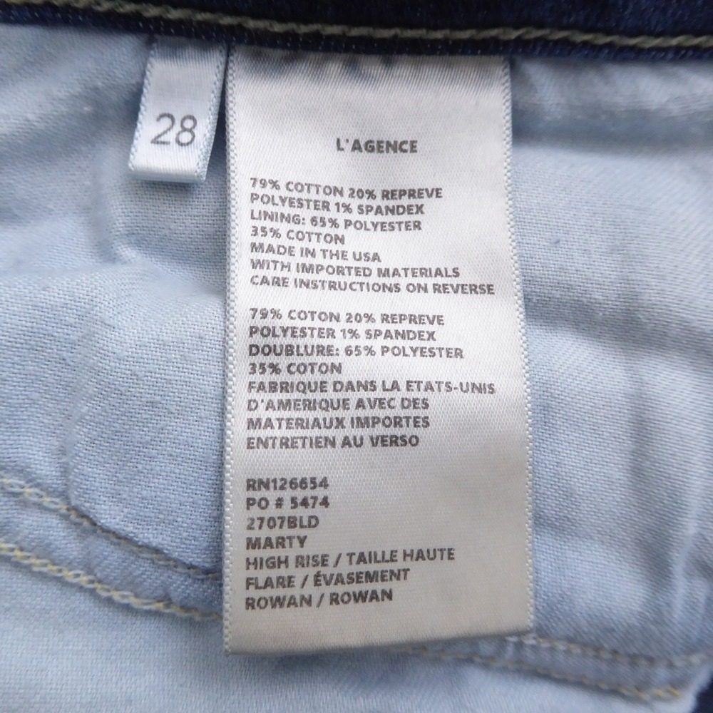 L'AGENCE Women Jeans Blue Marty High Rise Flare Rowan Size 28 x 31.5" - Picture 8 of 9